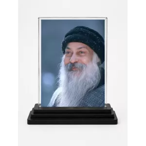 Osho Acrylic Car Dashboard Showpiece | Double-Sided Osho Photo Stand | 3 X 4 Inch Photo | Transparent Acrylic Frame With Black Base | Car Dashboard, Office & Table Decor (F71121)
