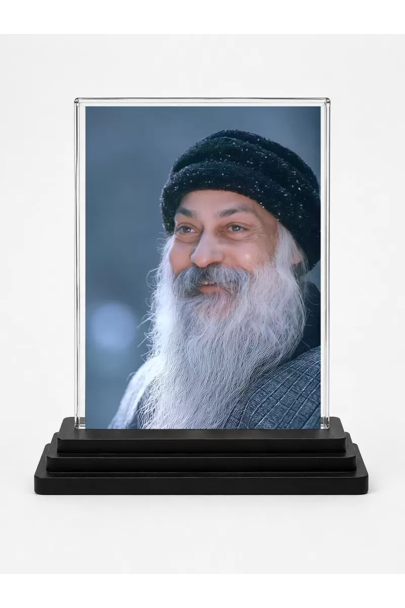Osho Acrylic Car Dashboard Showpiece | Double-Sided Osho Photo Stand | 3 X 4 Inch Photo | Transparent Acrylic Frame With Black Base | Car Dashboard, Office & Table Decor (F71121)