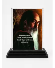 Osho Rajneesh Acrylic Car Dashboard Showpiece | Double-Sided Osho Rajneesh Photo Stand | 3 X 4 Inch Photo | Transparent Acrylic Frame With Black Base | Car Dashboard, Office & Table Decor (F71123)