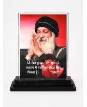 Osho Acrylic Car Dashboard Showpiece | Double-Sided Osho Photo Stand | 3 X 4 Inch Photo | Transparent Acrylic Frame With Black Base | Car Dashboard, Office & Table Decor (F71124)