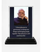 Narendra Modi Acrylic Car Dashboard Showpiece | Double-Sided Narendra Modi Photo Stand | 3 X 4 Inch Photo | Transparent Acrylic Frame With Black Base | Car Dashboard, Office & Table Decor (F71131)
