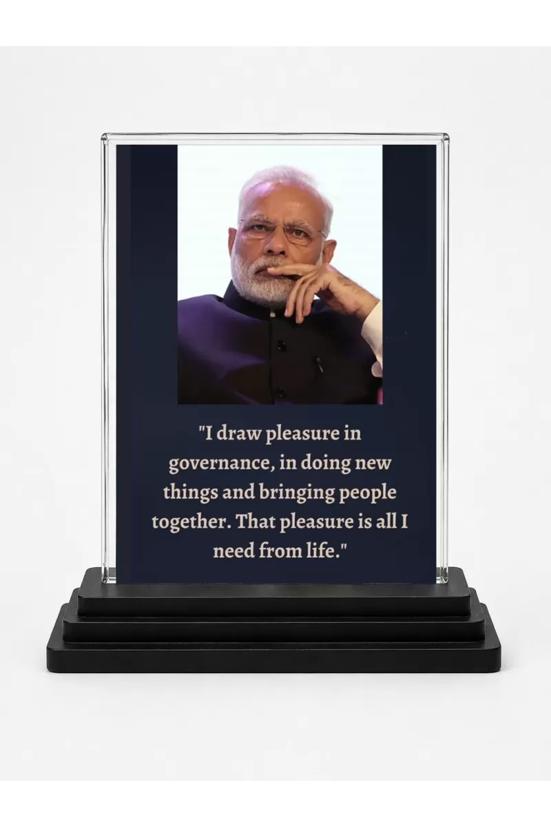 Narendra Modi Acrylic Car Dashboard Showpiece | Double-Sided Narendra Modi Photo Stand | 3 X 4 Inch Photo | Transparent Acrylic Frame With Black Base | Car Dashboard, Office & Table Decor (F71131)