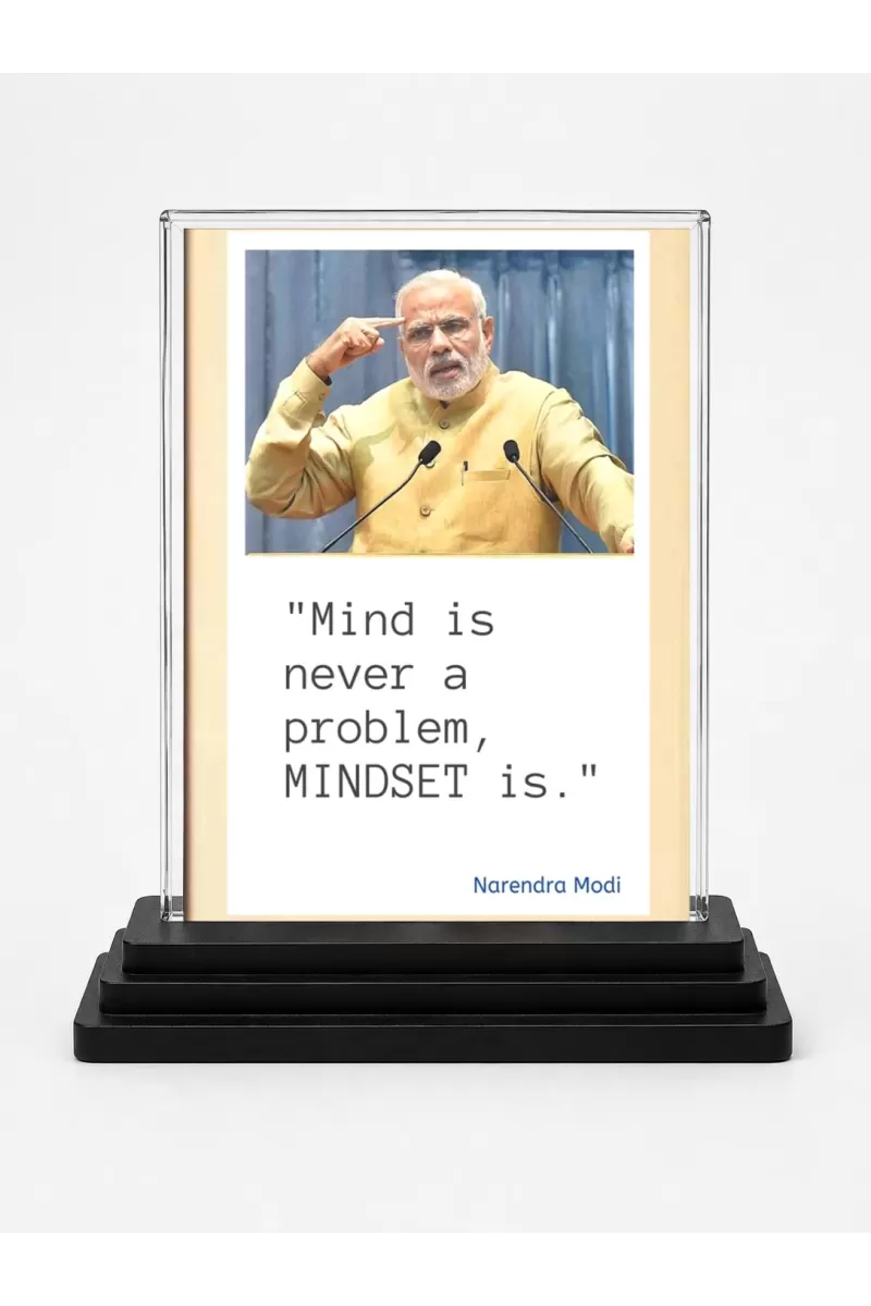 Narendra Modi Acrylic Car Dashboard Showpiece | Double-Sided Narendra Modi Photo Stand | 3 X 4 Inch Photo | Transparent Acrylic Frame With Black Base | Car Dashboard, Office & Table Decor (F71132)