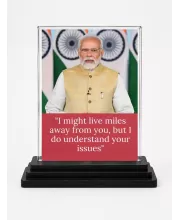 Narendra Modi Acrylic Car Dashboard Showpiece | Double-Sided Narendra Modi Photo Stand | 3 X 4 Inch Photo | Transparent Acrylic Frame With Black Base | Car Dashboard, Office & Table Decor (F71135)