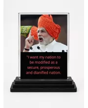 Narendra Modi Acrylic Car Dashboard Showpiece | Double-Sided Narendra Modi Photo Stand | 3 X 4 Inch Photo | Transparent Acrylic Frame With Black Base | Car Dashboard, Office & Table Decor (F71136)