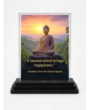 Gautama Buddha Acrylic Car Dashboard Showpiece | Double-Sided Gautama Buddha Photo Stand | 3 X 4 Inch Photo | Transparent Acrylic Frame With Black Base | Car Dashboard, Office & Table Decor (F71138)