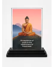 Gautama Buddha Acrylic Car Dashboard Showpiece | Double-Sided Gautama Buddha Photo Stand | 3 X 4 Inch Photo | Transparent Acrylic Frame With Black Base | Car Dashboard, Office & Table Decor (F71139)