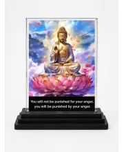 Gautama Buddha Acrylic Car Dashboard Showpiece | Double-Sided Gautama Buddha Photo Stand | 3 X 4 Inch Photo | Transparent Acrylic Frame With Black Base | Car Dashboard, Office & Table Decor (F71140)