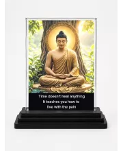 Gautama Buddha Acrylic Car Dashboard Showpiece | Double-Sided Gautama Buddha Photo Stand | 3 X 4 Inch Photo | Transparent Acrylic Frame With Black Base | Car Dashboard, Office & Table Decor (F71141)