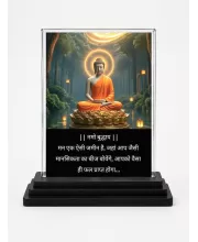Gautama Buddha Acrylic Car Dashboard Showpiece | Double-Sided Gautama Buddha Photo Stand | 3 X 4 Inch Photo | Transparent Acrylic Frame With Black Base | Car Dashboard, Office & Table Decor (F71142)