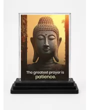 Gautama Buddha Acrylic Car Dashboard Showpiece | Double-Sided Gautama Buddha Photo Stand | 3 X 4 Inch Photo | Transparent Acrylic Frame With Black Base | Car Dashboard, Office & Table Decor (F71146)
