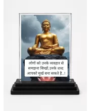 Gautama Buddha Acrylic Car Dashboard Showpiece | Double-Sided Gautama Buddha Photo Stand | 3 X 4 Inch Photo | Transparent Acrylic Frame With Black Base | Car Dashboard, Office & Table Decor (F71147)