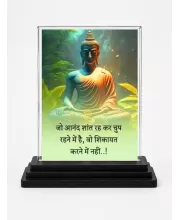 Gautama Buddha Acrylic Car Dashboard Showpiece | Double-Sided Gautama Buddha Photo Stand | 3 X 4 Inch Photo | Transparent Acrylic Frame With Black Base | Car Dashboard, Office & Table Decor (F71149)