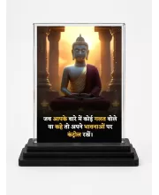 Gautama Buddha Acrylic Car Dashboard Showpiece | Double-Sided Gautama Buddha Photo Stand | 3 X 4 Inch Photo | Transparent Acrylic Frame With Black Base | Car Dashboard, Office & Table Decor (F71151)