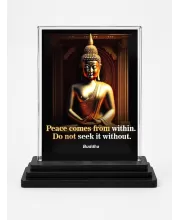 Gautama Buddha Acrylic Car Dashboard Showpiece | Double-Sided Gautama Buddha Photo Stand | 3 X 4 Inch Photo | Transparent Acrylic Frame With Black Base | Car Dashboard, Office & Table Decor (F71153)