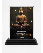 Gautama Buddha Acrylic Car Dashboard Showpiece | Double-Sided Gautama Buddha Photo Stand | 3 X 4 Inch Photo | Transparent Acrylic Frame With Black Base | Car Dashboard, Office & Table Decor (F71154)
