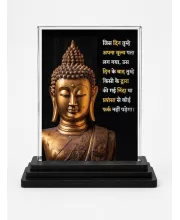 Gautama Buddha Acrylic Car Dashboard Showpiece | Double-Sided Gautama Buddha Photo Stand | 3 X 4 Inch Photo | Transparent Acrylic Frame With Black Base | Car Dashboard, Office & Table Decor (F71155)
