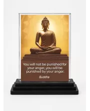 Gautama Buddha Acrylic Car Dashboard Showpiece | Double-Sided Gautama Buddha Photo Stand | 3 X 4 Inch Photo | Transparent Acrylic Frame With Black Base | Car Dashboard, Office & Table Decor (F71156)
