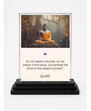 Gautama Buddha Acrylic Car Dashboard Showpiece | Double-Sided Gautama Buddha Photo Stand | 3 X 4 Inch Photo | Transparent Acrylic Frame With Black Base | Car Dashboard, Office & Table Decor (F71160)
