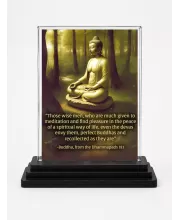 Gautama Buddha Acrylic Car Dashboard Showpiece | Double-Sided Gautama Buddha Photo Stand | 3 X 4 Inch Photo | Transparent Acrylic Frame With Black Base | Car Dashboard, Office & Table Decor (F71161)