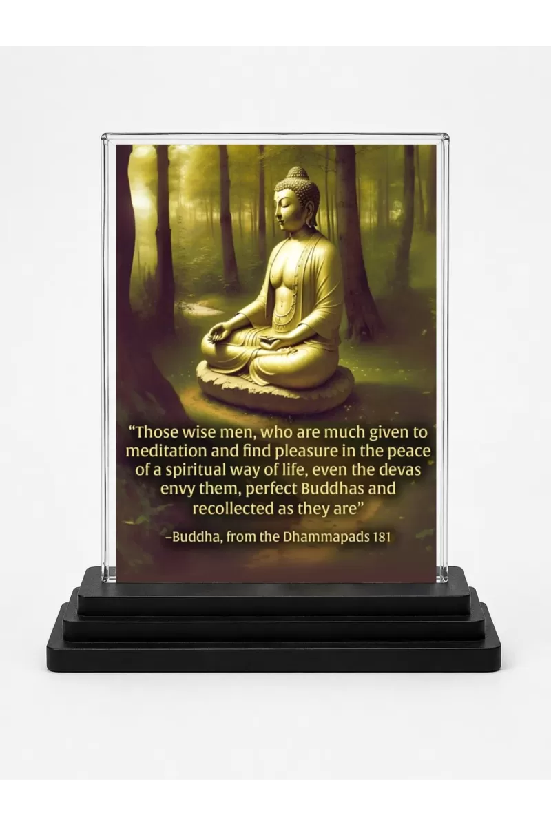 Gautama Buddha Acrylic Car Dashboard Showpiece | Double-Sided Gautama Buddha Photo Stand | 3 X 4 Inch Photo | Transparent Acrylic Frame With Black Base | Car Dashboard, Office & Table Decor (F71161)