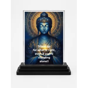 Gautama Buddha Acrylic Car Dashboard Showpiece | Double-Sided Gautama Buddha Photo Stand | 3 X 4 Inch Photo | Transparent Acrylic Frame With Black Base | Car Dashboard, Office & Table Decor (F71164)