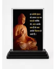 Gautama Buddha Acrylic Car Dashboard Showpiece | Double-Sided Gautama Buddha Photo Stand | 3 X 4 Inch Photo | Transparent Acrylic Frame With Black Base | Car Dashboard, Office & Table Decor (F71166)