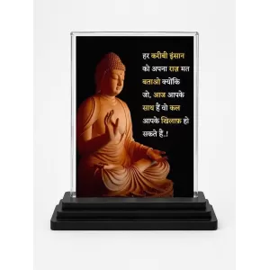 Gautama Buddha Acrylic Car Dashboard Showpiece | Double-Sided Gautama Buddha Photo Stand | 3 X 4 Inch Photo | Transparent Acrylic Frame With Black Base | Car Dashboard, Office & Table Decor (F71166)
