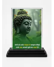 Gautama Buddha Acrylic Car Dashboard Showpiece | Double-Sided Gautama Buddha Photo Stand | 3 X 4 Inch Photo | Transparent Acrylic Frame With Black Base | Car Dashboard, Office & Table Decor (F71167)