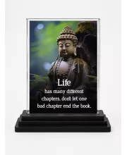 Gautama Buddha Acrylic Car Dashboard Showpiece | Double-Sided Gautama Buddha Photo Stand | 3 X 4 Inch Photo | Transparent Acrylic Frame With Black Base | Car Dashboard, Office & Table Decor (F71168)