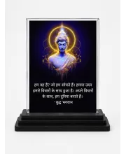 Gautama Buddha Acrylic Car Dashboard Showpiece | Double-Sided Gautama Buddha Photo Stand | 3 X 4 Inch Photo | Transparent Acrylic Frame With Black Base | Car Dashboard, Office & Table Decor (F71173)