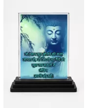 Gautama Buddha Acrylic Car Dashboard Showpiece | Double-Sided Gautama Buddha Photo Stand | 3 X 4 Inch Photo | Transparent Acrylic Frame With Black Base | Car Dashboard, Office & Table Decor (F71174)