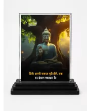 Gautama Buddha Acrylic Car Dashboard Showpiece | Double-Sided Gautama Buddha Photo Stand | 3 X 4 Inch Photo | Transparent Acrylic Frame With Black Base | Car Dashboard, Office & Table Decor (F71175)