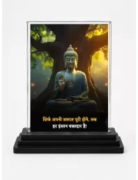 Gautama Buddha Acrylic Car Dashboard Showpiece | Double-Sided Gautama Buddha Photo Stand | 3 X 4 Inch Photo | Transparent Acrylic Frame With Black Base | Car Dashboard, Office & Table Decor (F71175)