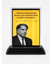 Shree Ratan Tata Acrylic Car Dashboard Showpiece | Double-Sided Shree Ratan Tata Photo Stand | 3 X 4 Inch Photo | Transparent Acrylic Frame With Black Base | Car Dashboard, Office & Table Decor (F71177)