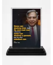 Shree Ratan Tata Acrylic Car Dashboard Showpiece | Double-Sided Shree Ratan Tata Photo Stand | 3 X 4 Inch Photo | Transparent Acrylic Frame With Black Base | Car Dashboard, Office & Table Decor (F71180)