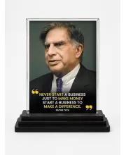 Shree Ratan Tata Acrylic Car Dashboard Showpiece | Double-Sided Shree Ratan Tata Photo Stand | 3 X 4 Inch Photo | Transparent Acrylic Frame With Black Base | Car Dashboard, Office & Table Decor (F71182)