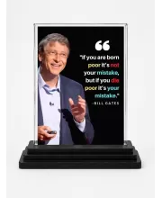 Bill Gates Acrylic Car Dashboard Showpiece | Double-Sided Bill Gates Photo Stand | 3 X 4 Inch Photo | Transparent Acrylic Frame With Black Base | Car Dashboard, Office & Table Decor (F71200)