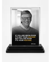 Bill Gates Acrylic Car Dashboard Showpiece | Double-Sided Bill Gates Photo Stand | 3 X 4 Inch Photo | Transparent Acrylic Frame With Black Base | Car Dashboard, Office & Table Decor (F71201)
