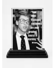 Bill Gates Acrylic Car Dashboard Showpiece | Double-Sided Bill Gates Photo Stand | 3 X 4 Inch Photo | Transparent Acrylic Frame With Black Base | Car Dashboard, Office & Table Decor (F71202)
