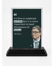 Bill Gates Acrylic Car Dashboard Showpiece | Double-Sided Bill Gates Photo Stand | 3 X 4 Inch Photo | Transparent Acrylic Frame With Black Base | Car Dashboard, Office & Table Decor (F71203)