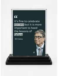 Bill Gates Acrylic Car Dashboard Showpiece | Double-Sided Bill Gates Photo Stand | 3 X 4 Inch Photo | Transparent Acrylic Frame With Black Base | Car Dashboard, Office & Table Decor (F71203)