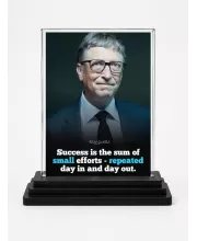 Bill Gates Acrylic Car Dashboard Showpiece | Double-Sided Bill Gates Photo Stand | 3 X 4 Inch Photo | Transparent Acrylic Frame With Black Base | Car Dashboard, Office & Table Decor (F71204)
