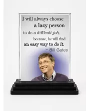 Bill Gates Acrylic Car Dashboard Showpiece | Double-Sided Bill Gates Photo Stand | 3 X 4 Inch Photo | Transparent Acrylic Frame With Black Base | Car Dashboard, Office & Table Decor (F71205)