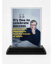 Bill Gates Acrylic Car Dashboard Showpiece | Double-Sided Bill Gates Photo Stand | 3 X 4 Inch Photo | Transparent Acrylic Frame With Black Base | Car Dashboard, Office & Table Decor (F71206)
