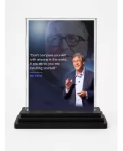 Bill Gates Acrylic Car Dashboard Showpiece | Double-Sided Bill Gates Photo Stand | 3 X 4 Inch Photo | Transparent Acrylic Frame With Black Base | Car Dashboard, Office & Table Decor (F71207)