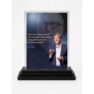 Bill Gates Acrylic Car Dashboard Showpiece | Double-Sided Bill Gates Photo Stand | 3 X 4 Inch Photo | Transparent Acrylic Frame With Black Base | Car Dashboard, Office & Table Decor (F71207) Bill Gates Acrylic Car Dashboard Showpiece | Double-Sided Bill Gates Photo Stand | 3 X 4 Inch Photo | Transparent Acrylic Frame With Black Base | Car Dashboard, Office & Table Decor (F71207)