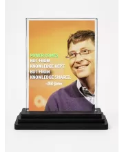 Bill Gates Acrylic Car Dashboard Showpiece | Double-Sided Bill Gates Photo Stand | 3 X 4 Inch Photo | Transparent Acrylic Frame With Black Base | Car Dashboard, Office & Table Decor (F71208)