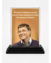 Bill Gates Acrylic Car Dashboard Showpiece | Double-Sided Bill Gates Photo Stand | 3 X 4 Inch Photo | Transparent Acrylic Frame With Black Base | Car Dashboard, Office & Table Decor (F71209)