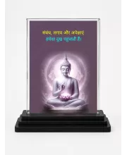 Gautama Buddha Acrylic Car Dashboard Showpiece | Double-Sided Gautama Buddha Photo Stand | 3 X 4 Inch Photo | Transparent Acrylic Frame With Black Base | Car Dashboard, Office & Table Decor (F71210)